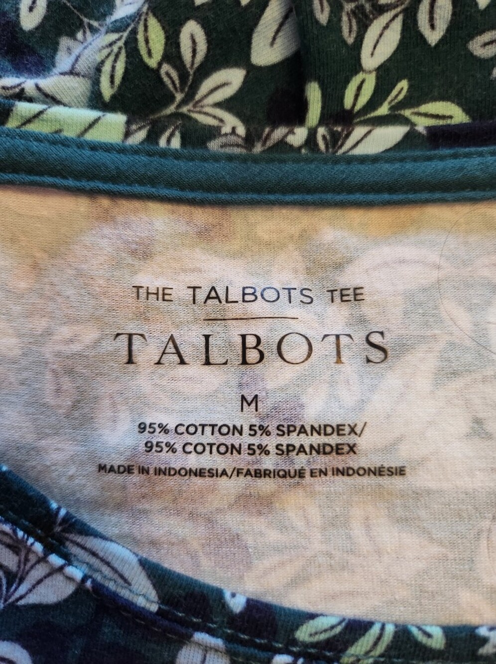 Talbots Green Floral Crewneck Tee - Picture 3 of 7